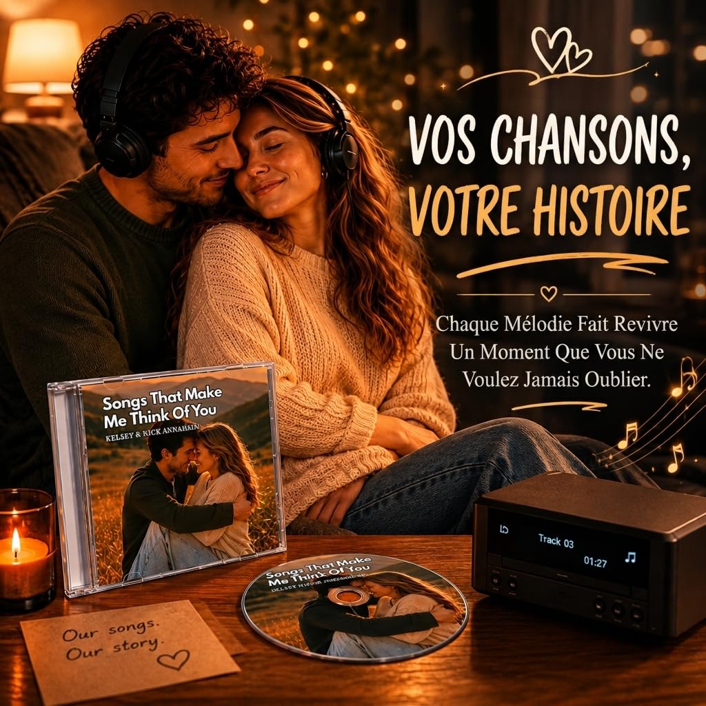CD Personnalisé avec Photo & Texte Cadeau pour Heomme Femme Couple Album Musical Spotify CD à Graver Cadeau Personnalisé pour Anniversaire Mariage Noël