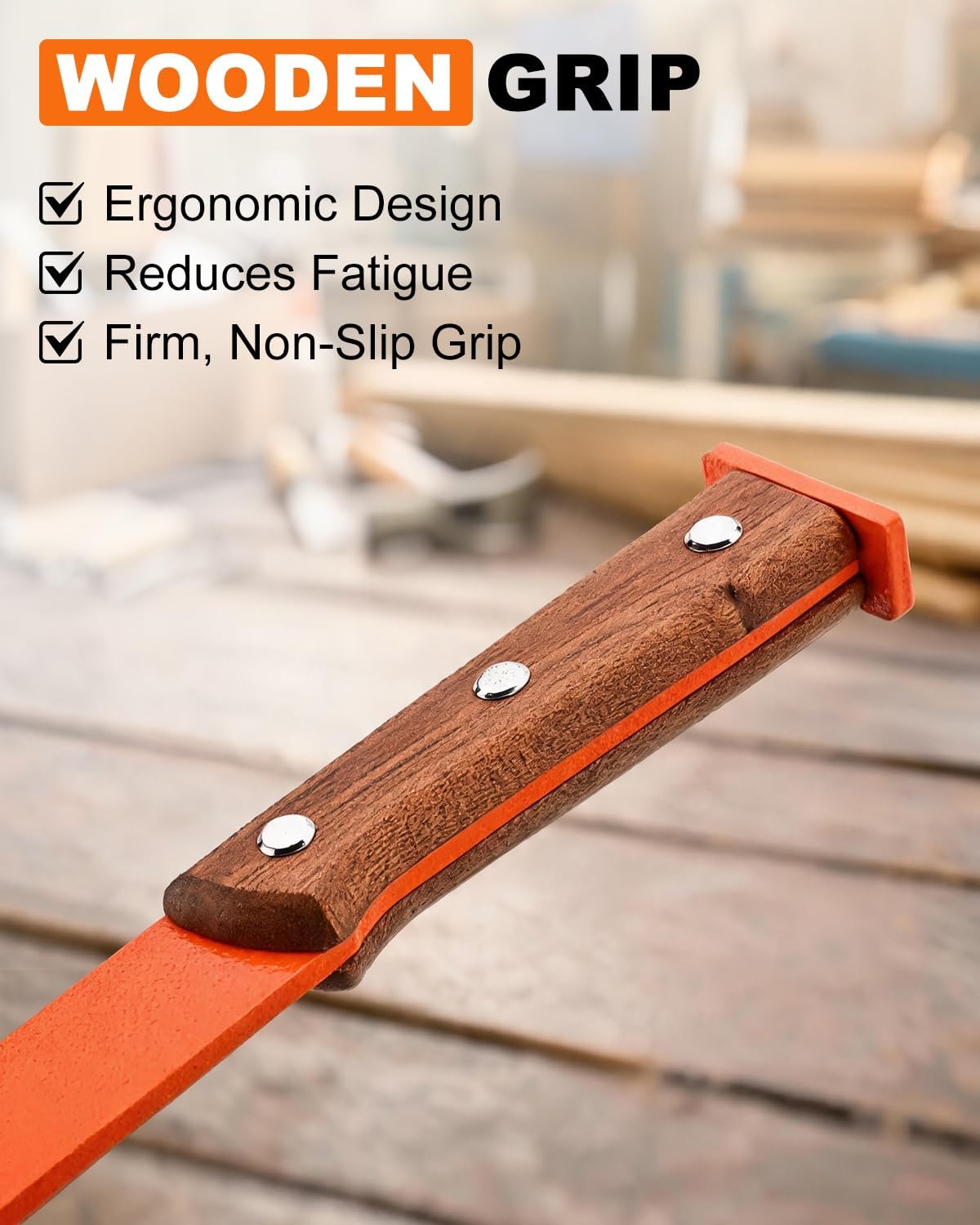Framing Wall Puller Construction Demolition Tool Wood Framing Building Task | Heavy-Duty Steel with Wooden Grip Orange