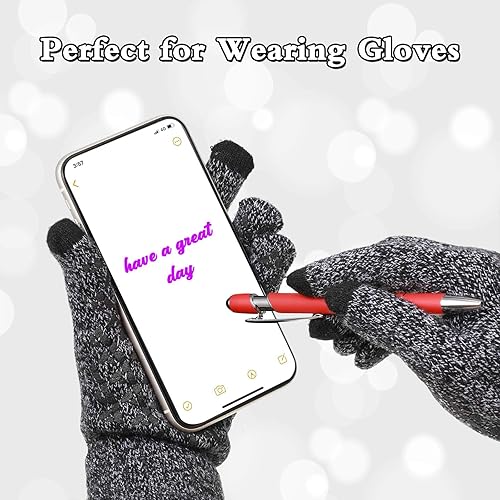 Miniatura 133 de 12 bolígrafos con punta de lápiz capacitivo, 0.039 in de tinta negra, bolígrafo de metal para pantallas táctiles, bolígrafo 2 en 1 (cian y oro rosa)