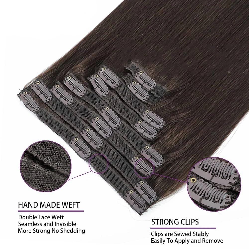 Nakładki na włosy dla kobiet Włosy naturalne doczepiane do klipsów, ciemnobrązowe, jedwabiste, proste, 120 g/240 g Messy Hair Bun Hairpiece(18inches,240g-2 packs)