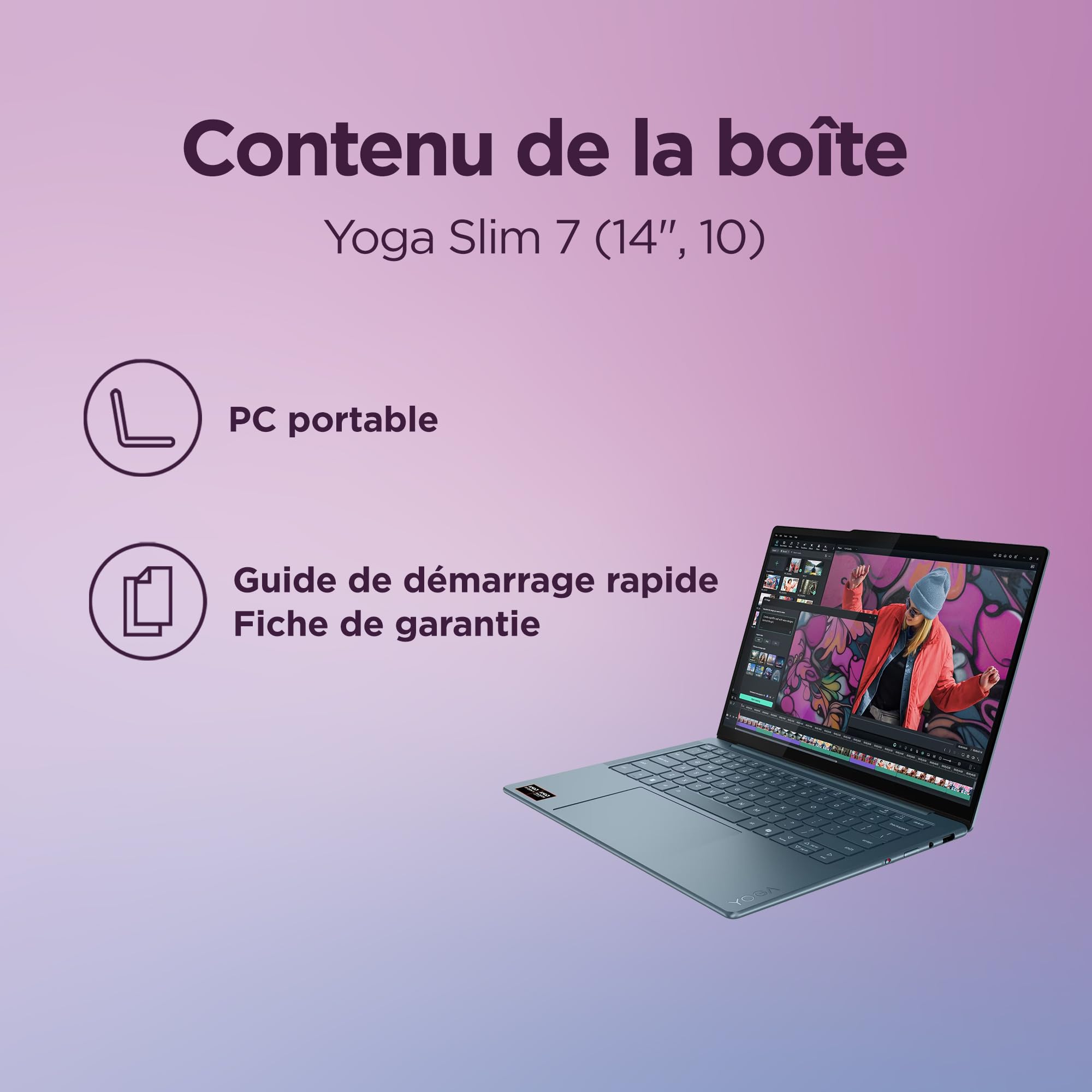 Lenovo Yoga Slim 7 14AKP10 - Ordinateur Portable 14'' WUXGA (AMD Ryzen AI 7 350, RAM 32Go, SSD 1Tb, IAMD Radeon 860M Graphics,Windows 11 Home) Clavier rétroéclairé AZERTY FR - Tidal Teal