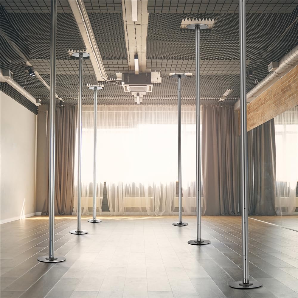 Yaheetech Barre de Pôle Dance Hauteur Réglable 225 cm-274,5 cm Pôle Dance Barre Diamètre de 45 mm Statique et Rotative Charge Maximale 200 kg pour Danse Fitness Exercise