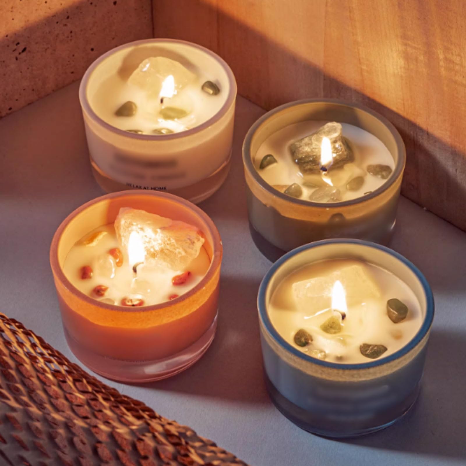 Compacto Velas de vidrio, velas de aromaterapia naturales modernas, vela de soja Natural reutilizable for vacaciones en casa, relajación y Spa no es picante(Groen)