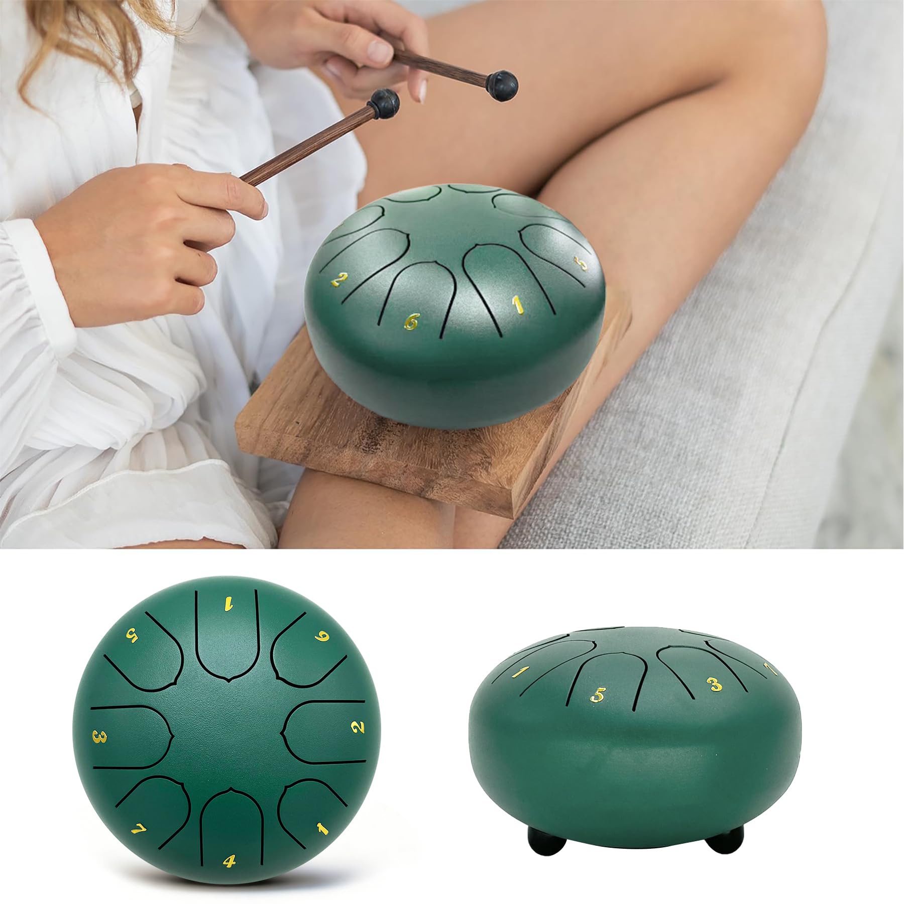 Rain Tamburo Zen Esterno, Handpan Portatile, Strumento a Percussione Metallo, Chakra Drum, Steel Drum, Musica Esterna (8-Ton 6-Zoll)