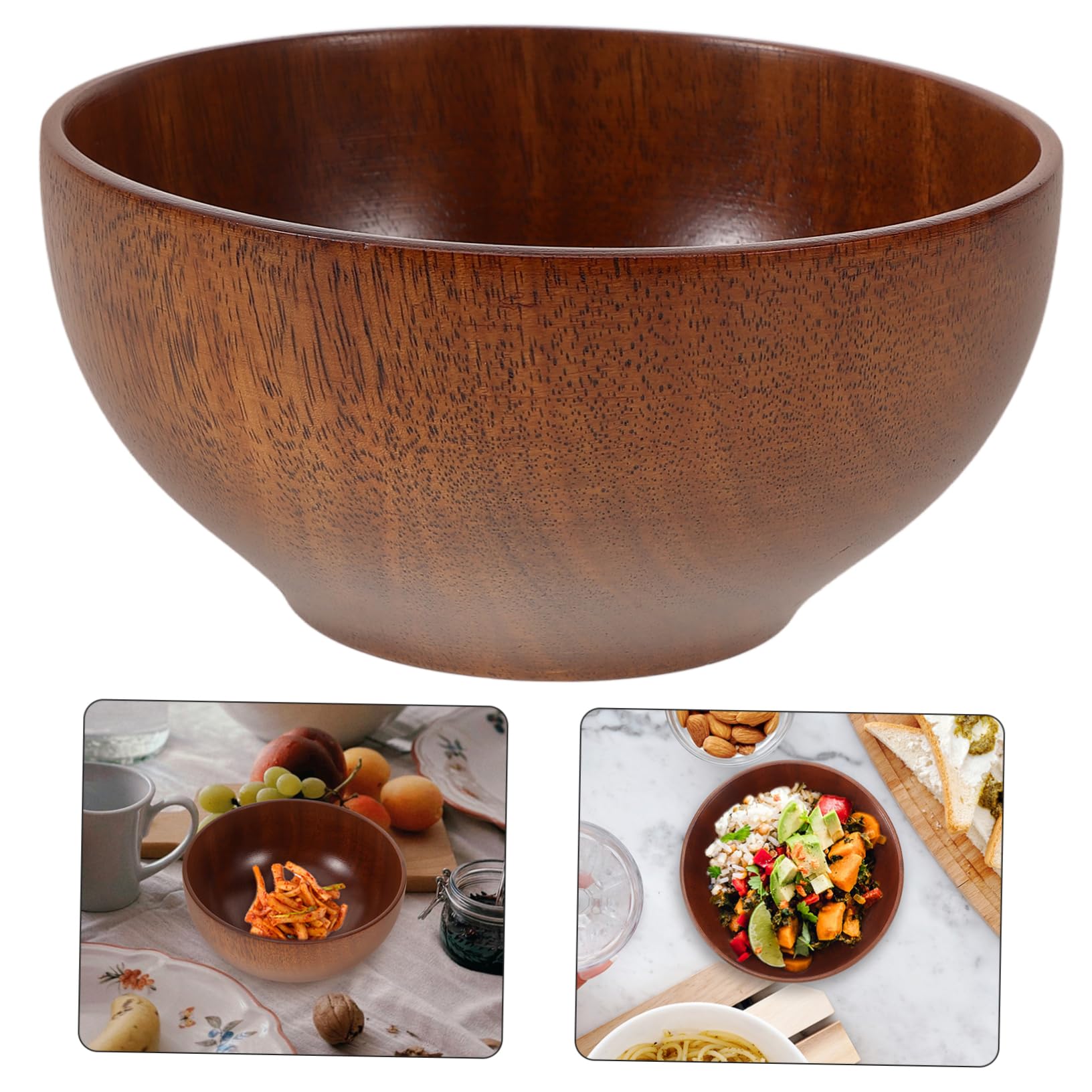 PRETYZOOM 5piezas Tazón De Madera Natural Para Ensaladas y Recipiente De Madera De Acacia Para Restaurantes y Doméstico