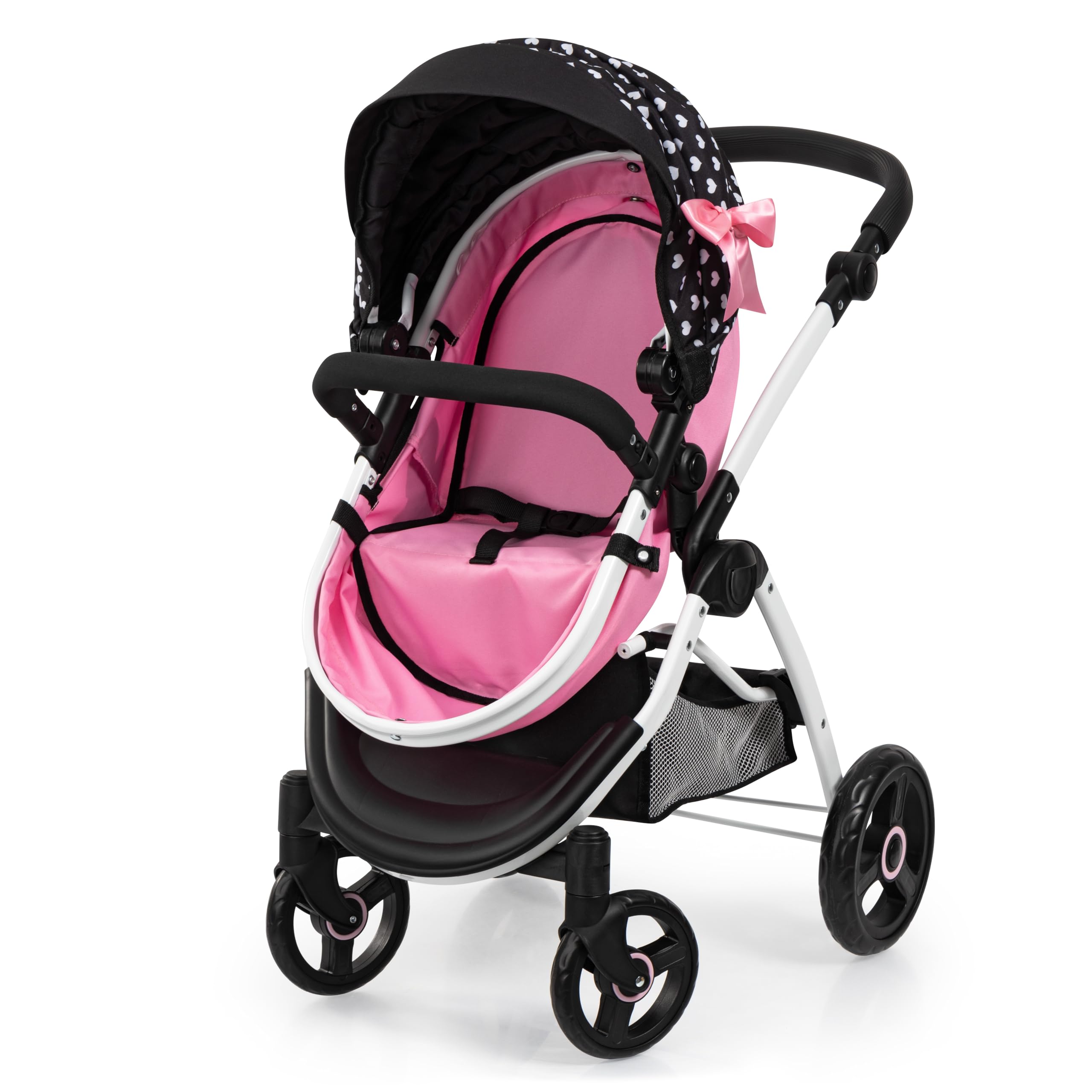 Bayer Design 17533AA Poppenwagen City Max met tas, in hoogte verstelbaar, zwenkwielen voor, omvormbaar tot buggy, geïntegreerde mand