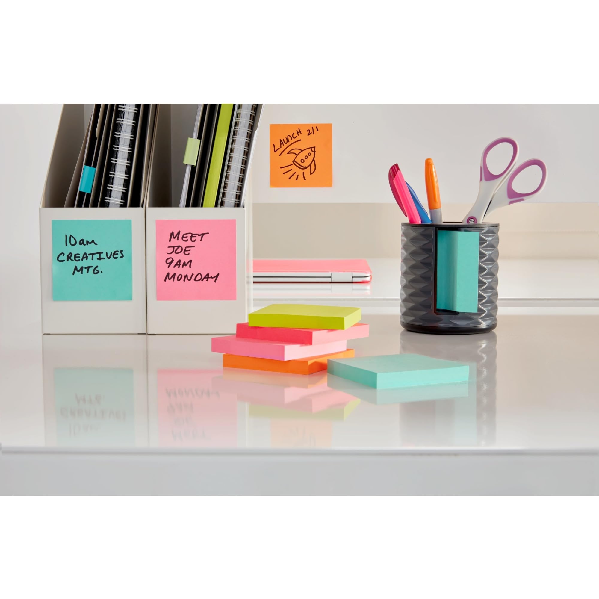 Post-it Notizspender, vertikal, schwarz mit grau (ABS-330-B) 7,6 x 7,6 cm