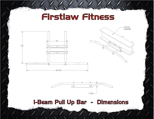 Miniatura 6 de Firstlaw Fitness - Límite de peso de 600 libras - Barra de dominadas I-Beam - Barra larga con extremos doblados - Empuñaduras de goma duraderas -