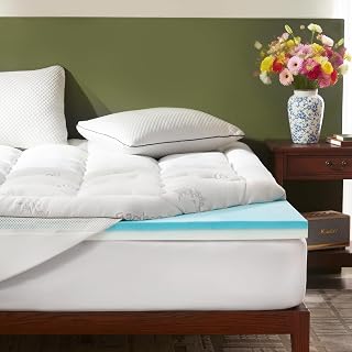 BEDLORE Queen Mattress Topper,4 Inch Dual Layer (2" Gel Memory Foam + 2" Plush Pillow Top) Mattress Pad Cover, Pressure Relief & Back Pain Support, Fluffy & Breathable, Medium-Firm(White)