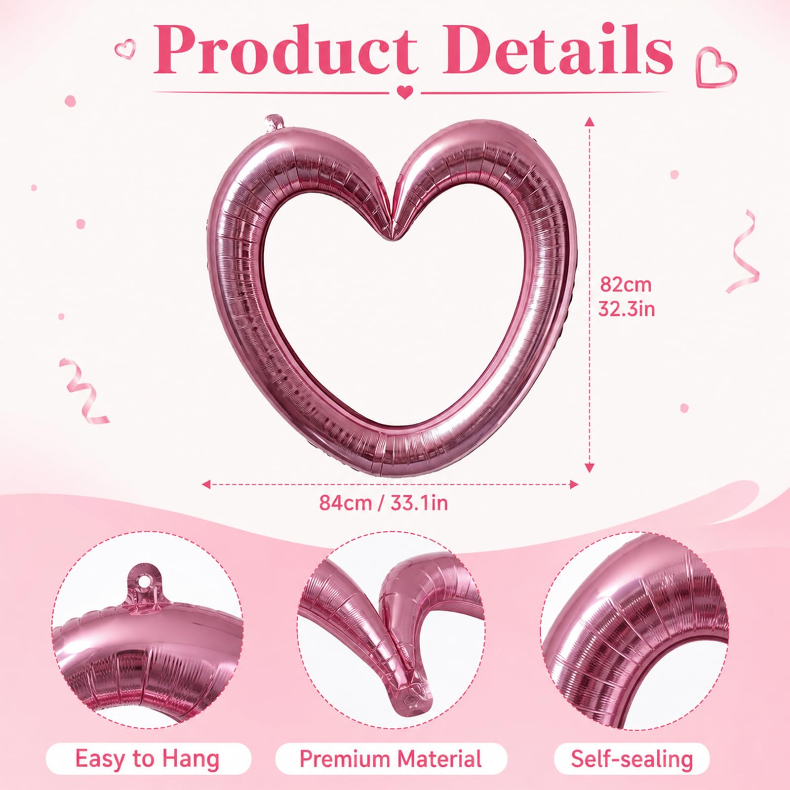 40 cornici per foto gonfiabili a forma di cuore rosa per matrimonio