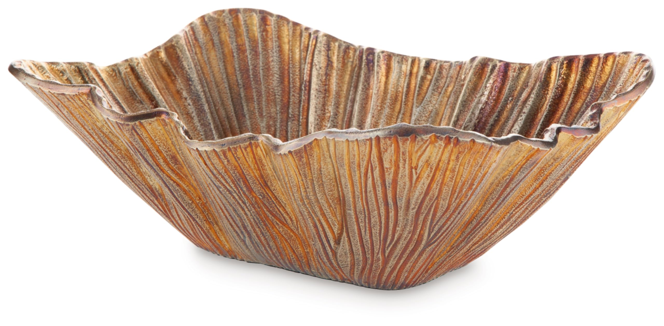 Signature Design by AshleyGabbievale Contemporary Decorative Metallic Texture Like Bowl, Antique Gold Finish