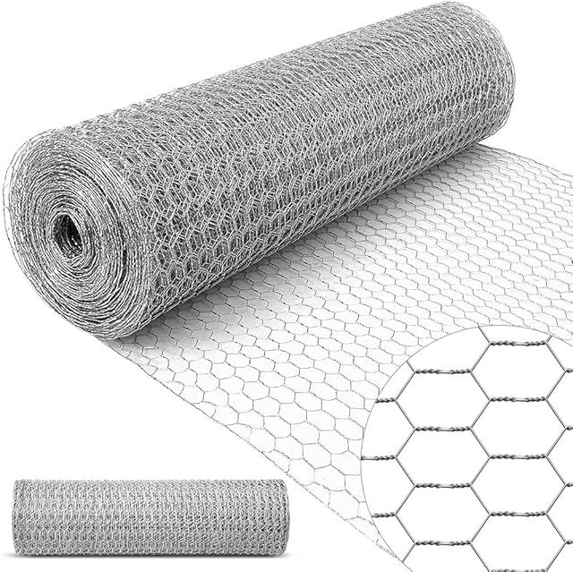 Amagabeli Chicken Wire 1Mx25M | 25mm Holes | 0.8mm /21 Gauge,Galvanized Hexagonal Wire Mesh Fencing Hot-Dipped Wire Poultry Netting Rabbit Dog Hardware Cloth Garden Animal Enclosure DA134