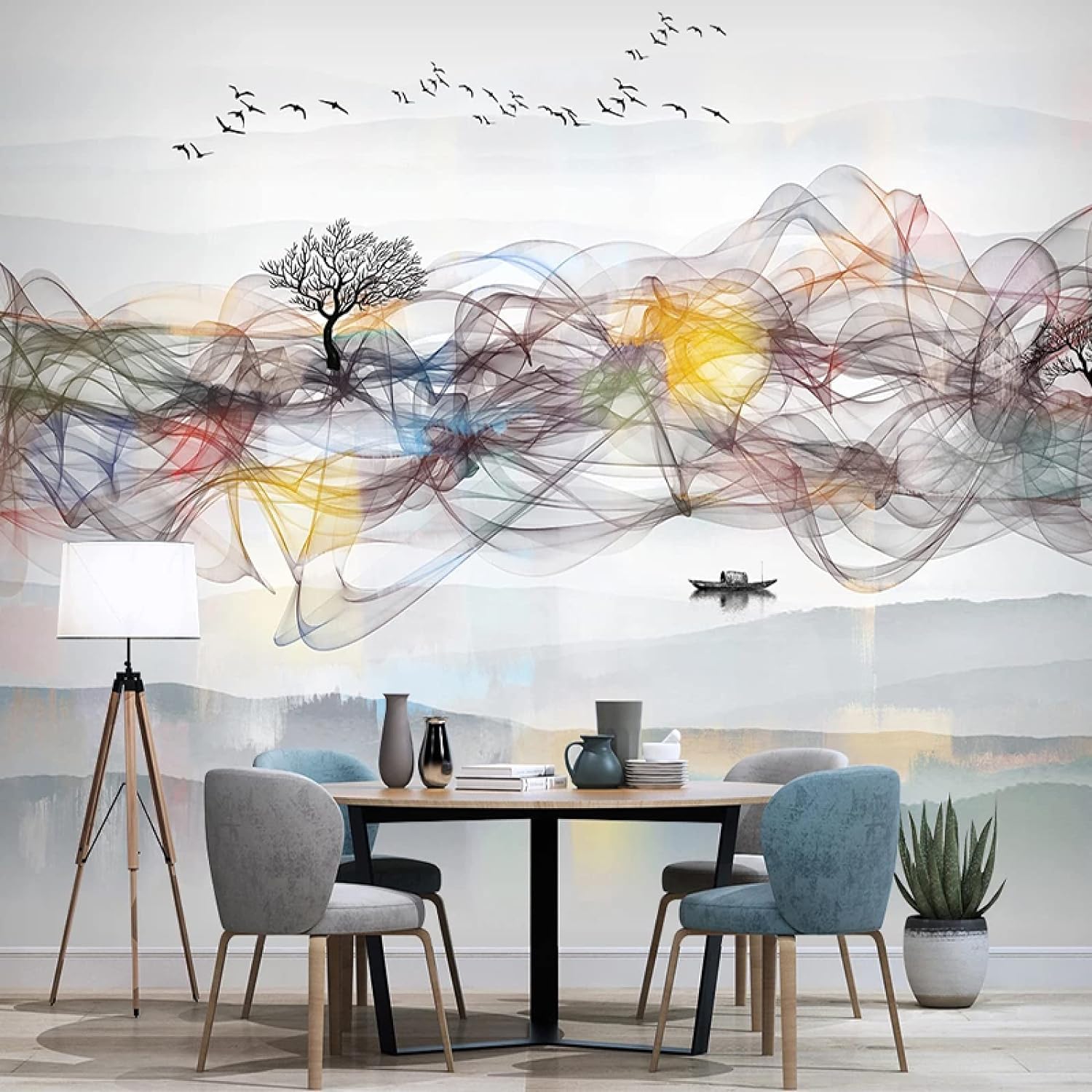 Stickers Muraux 3D Art Mural Abstrait Animaux Décoration Haut de Gamme pour Salon