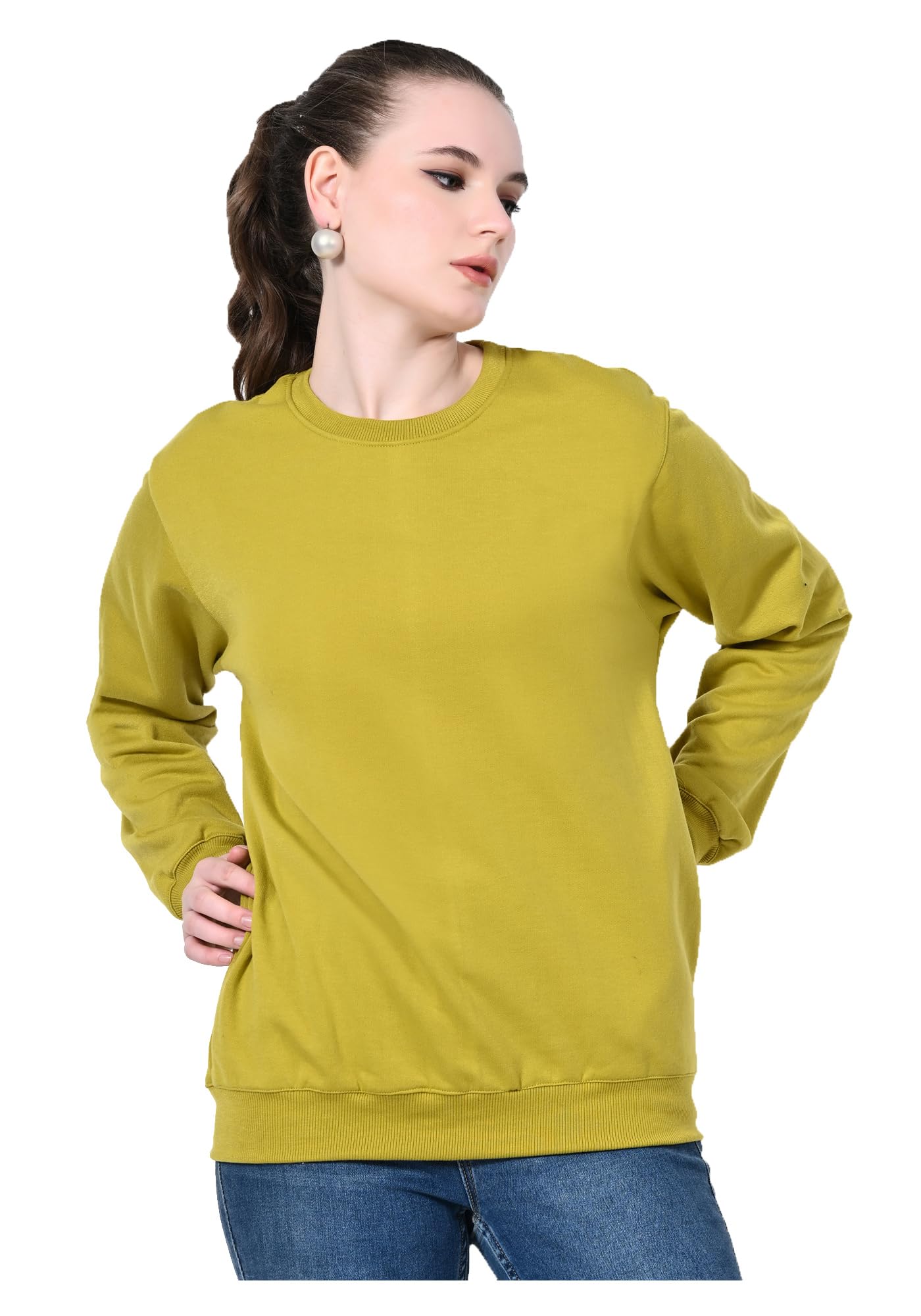 indi weaves Women Solid Fleece Winter Sweatshirt | Round Neck | Full Sleeves | Warm Casual Pullover-picture-17