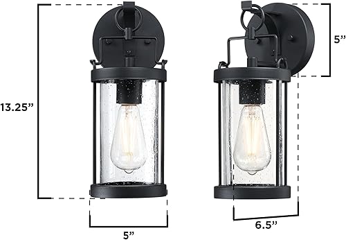 Miniatura 7 de Westinghouse 6122500 Westcott Bay - Accesorio de pared tradicional para exteriores, acabado negro texturizado, vidrio sembrado transparente
