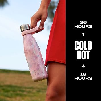 Swell Stainless Steel 17oz Water Bottle, Geode Rose Color, Triple-Layer Vacuum Insulated to Keep Drinks Cold 36 Hours and Hot 18 Hours, BPA Free