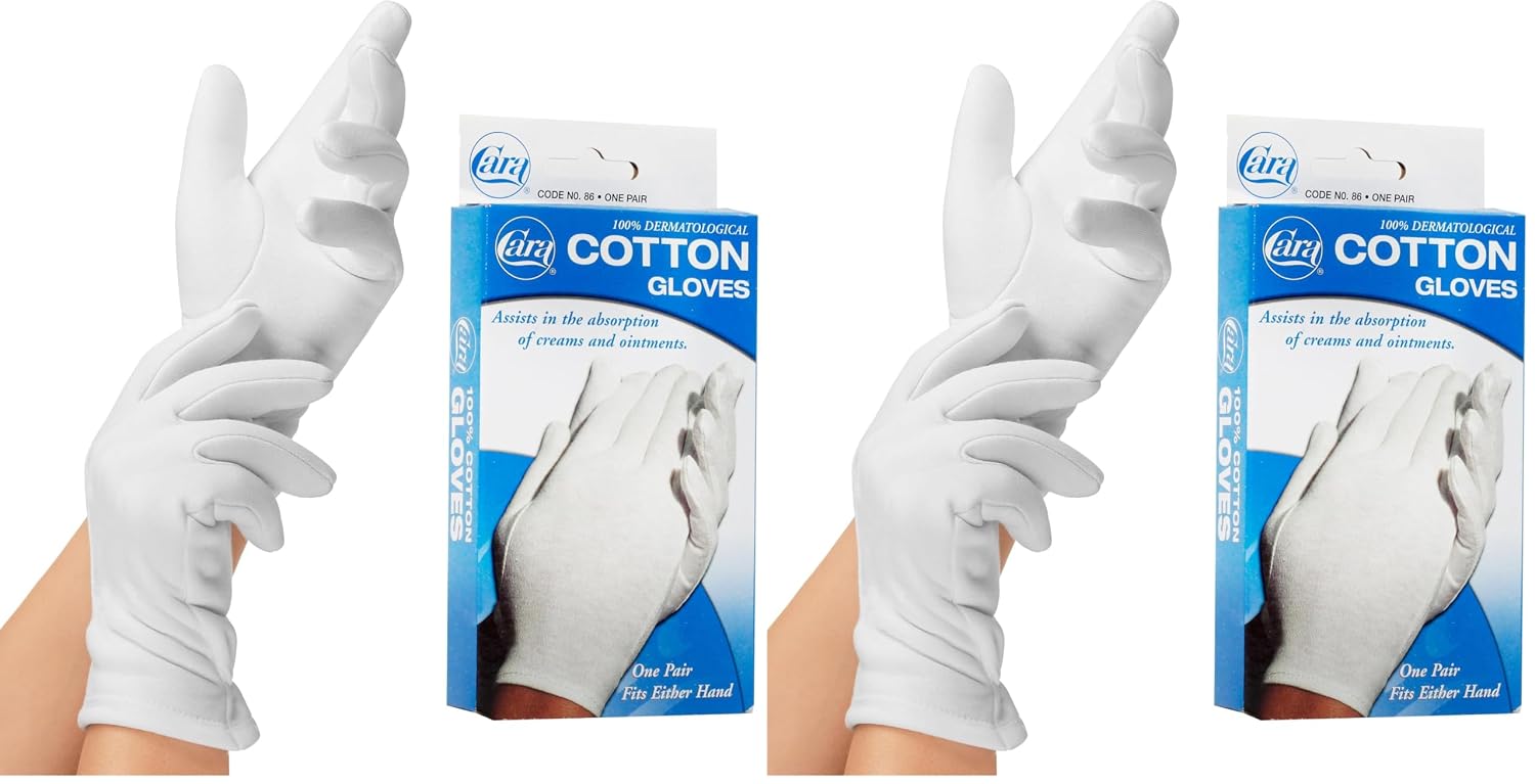 Cara Moisturizing Eczema Cotton Gloves, Extra Large, White, 1 Pair
