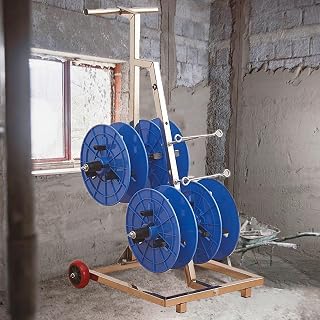 Heavy-Duty Wire Spool Rack with Wheels – Industrial Cable Caddy Dispenser, Portable Spool Holder for Storage and Organization, 4 Reel Capacity,Blue-4 Reel