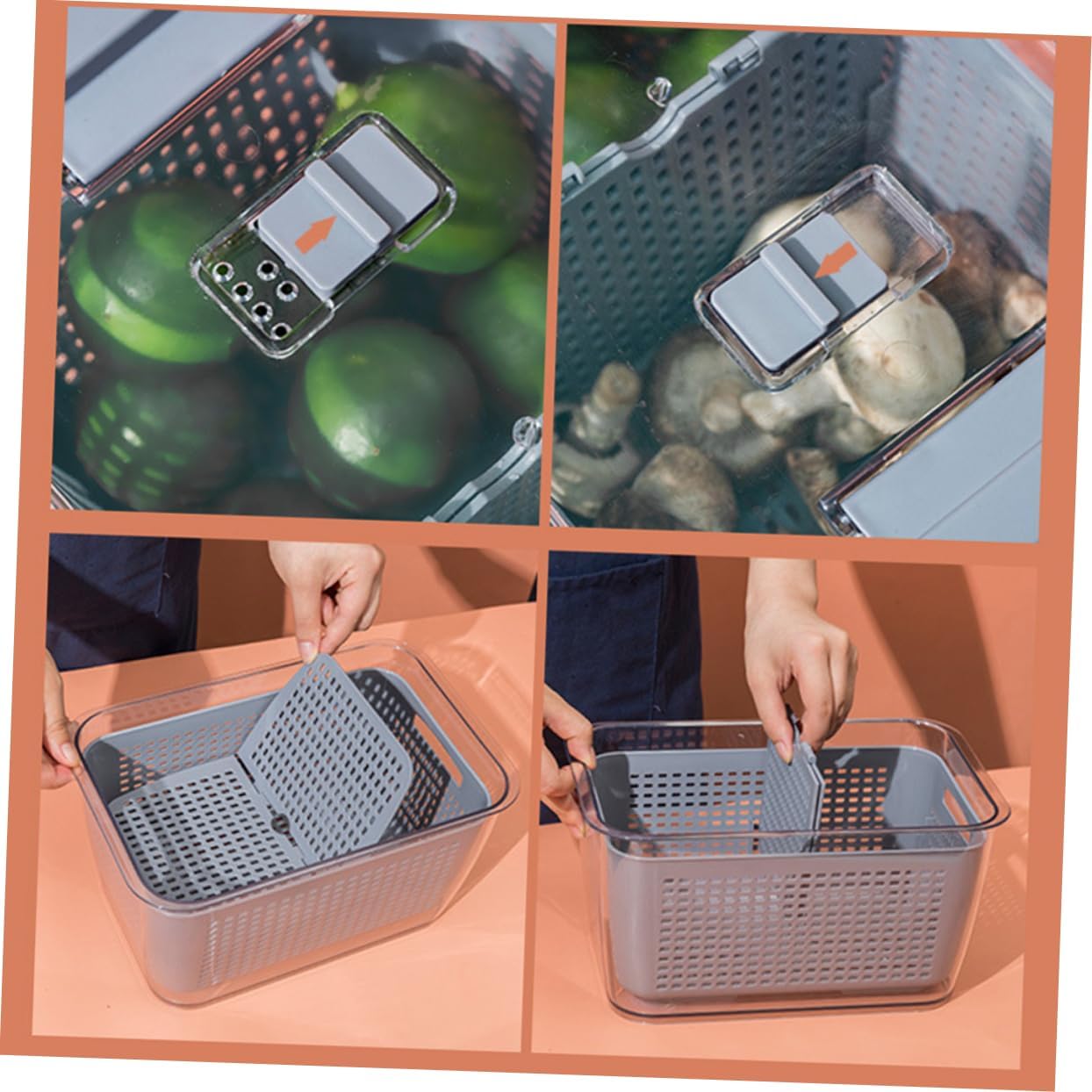 1pc Refrigerator Storage Box Lid Kitchen Food Preservation Container for Fruits and Vegetables Fridge Organizer and Sealed Design for Home and Restaurant Use