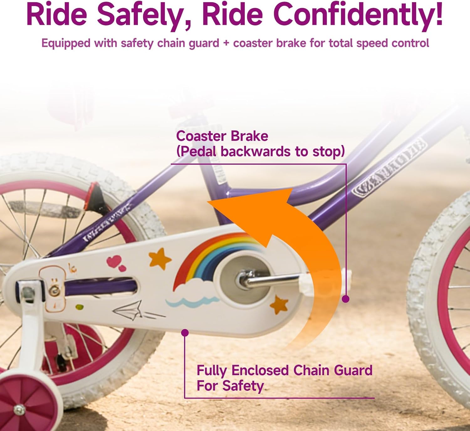 WinHope Girls Bike, 12-18 Inch Children's Bicycle for 2-9 Years Old, Beginner Kids Bike with Training Wheels, Doll Seat & Basket,Streamers for Outdoor Riding, Multiple Colors