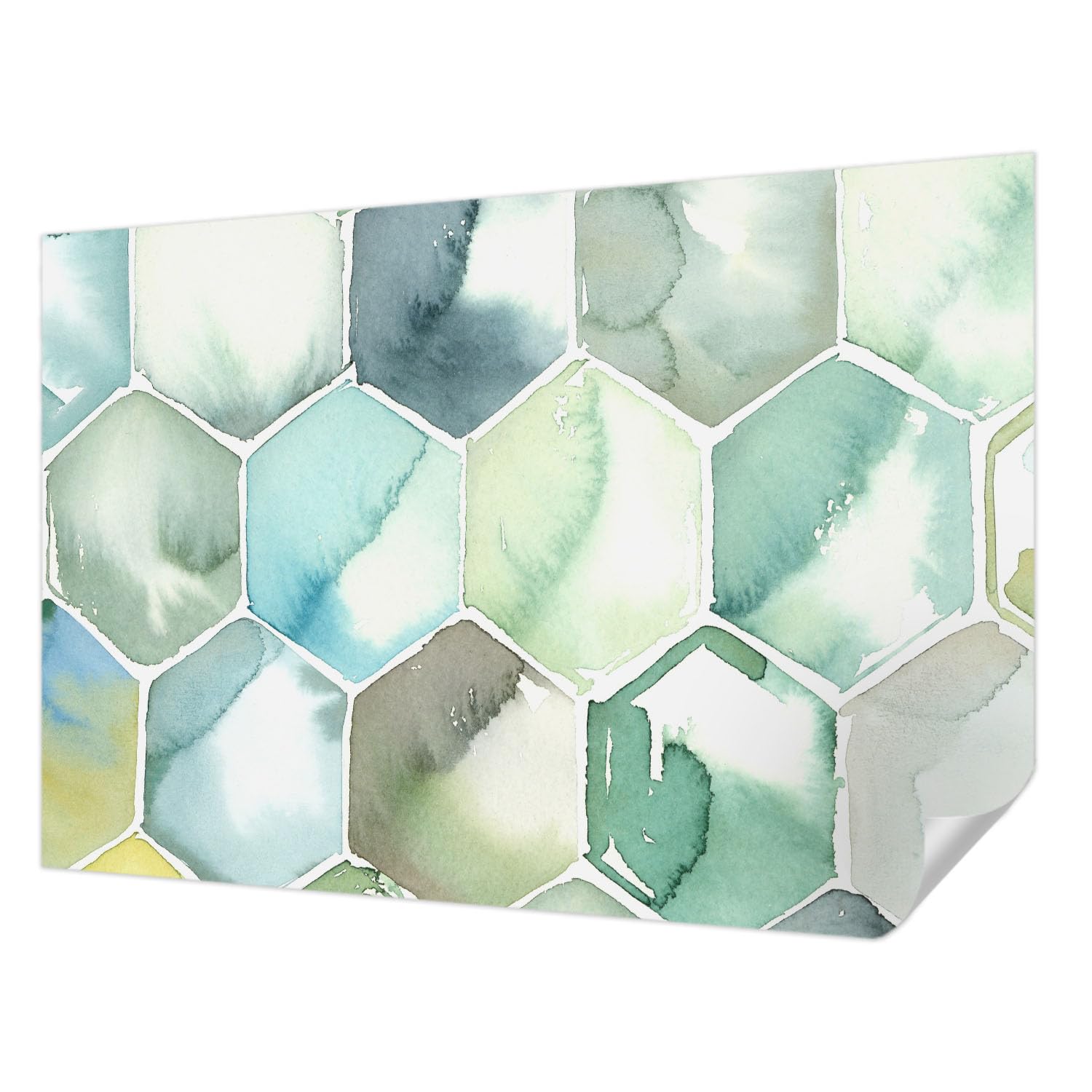 Papel parede autocolante 152x104 cm con diseño de hexágonos pastel para decorar tu pared