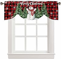 Vista 31 de Cenefa de cortina verde azulado turquesa para ventanas, sala de estar, cocina, baño, granja, tablero de madera rústica, verde y marrón, con bolsillo