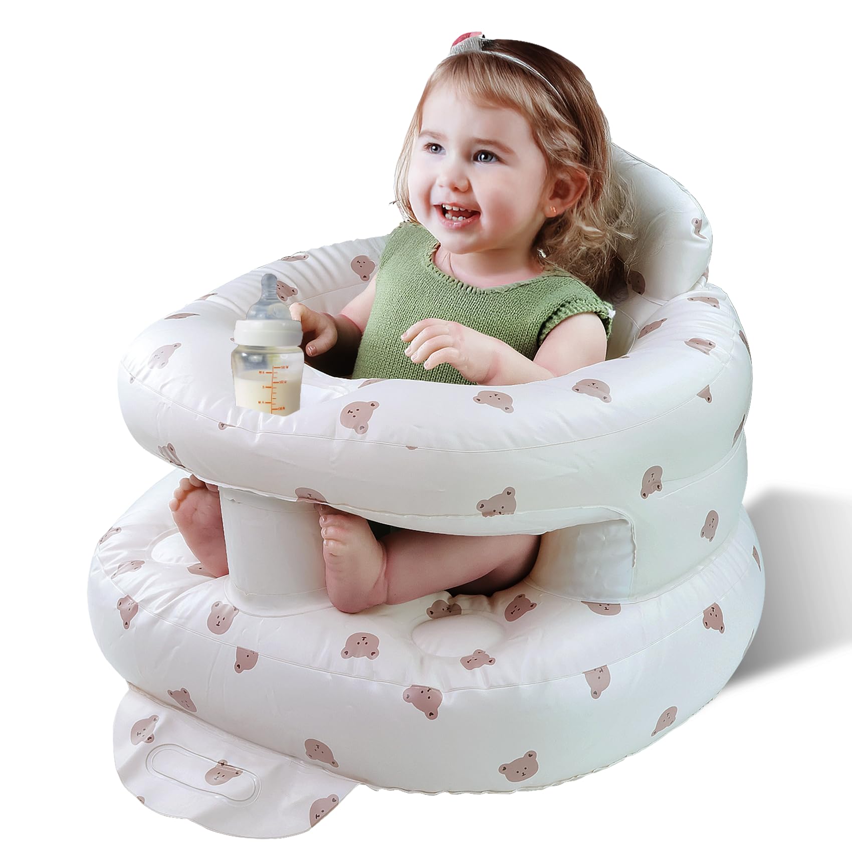 Inflatable Baby Seat for 3-36 Months Babies, Blow up Baby Chair with Built-in Air Pump, PVC Material, Full Enclosure Protection, Outdoor Travel