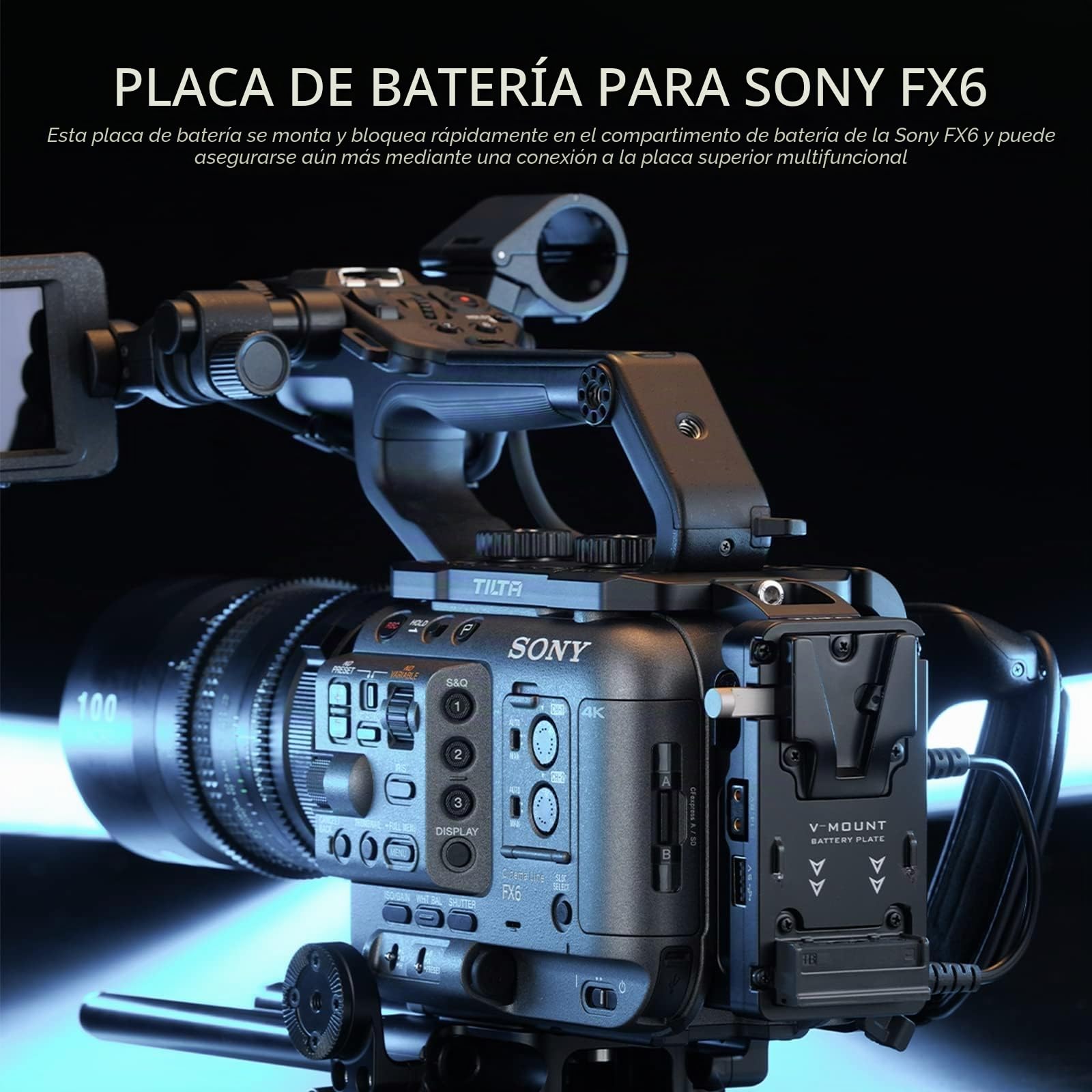 Tilta - Placa de batería Compatible con Sony FX6 V-Mount Adapter ES-T20-BTP-V