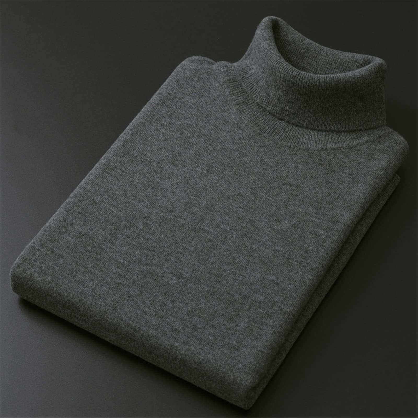 Męski sweter z golfem ciepły podstawowy sweter z dzianiny, granatowy, XL