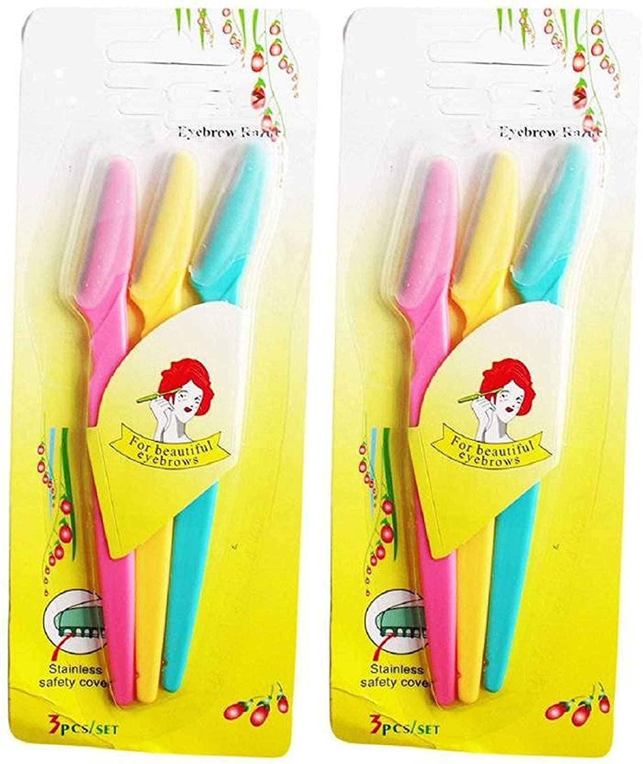 JK ENTERPRISEEyebrow Razor | Facial Razor for Eyebrow Shaper | Trimmer for face | Eyebrow Shaver for Women and Men (Multicolour) PACK OF 2