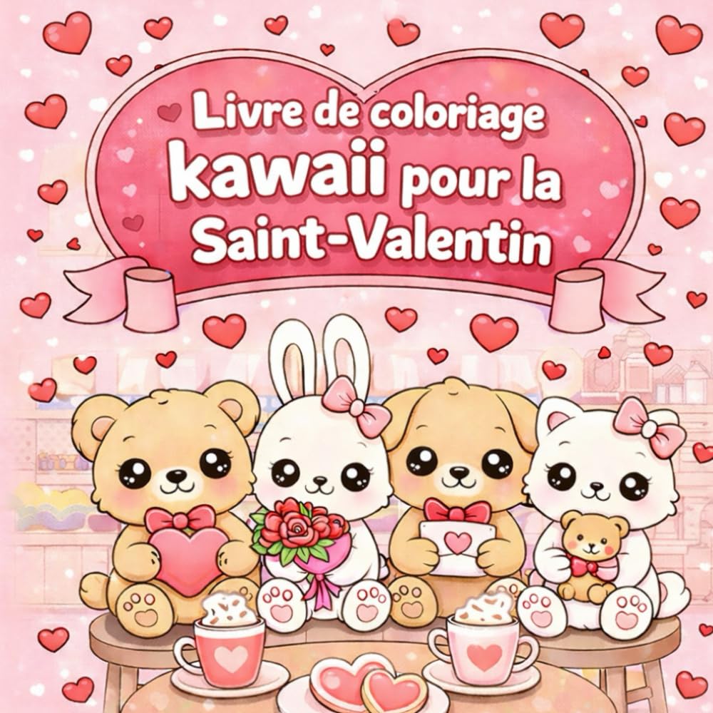 Livre de Coloriage Kawaii sur la Saint-Valentin