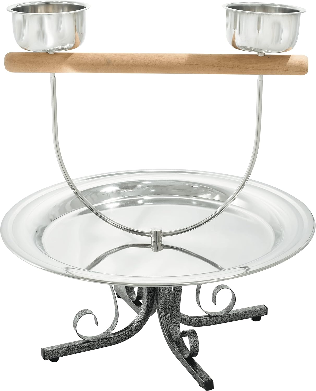 Parrot Bird Metal Tabletop PLAYSTAND TT-70 playpen Toy cage Cages Toys Gym African Grey Conure (Antique Silver)