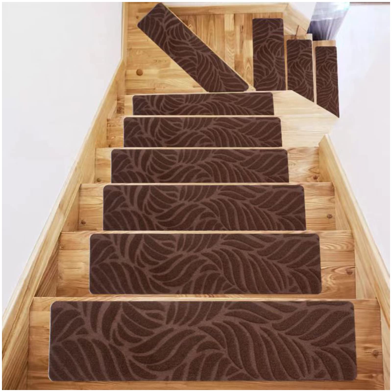 Alfombras para escaleras de 8x30 pulgadas juego de alfombrillas suaves autoadhesivas antideslizantes