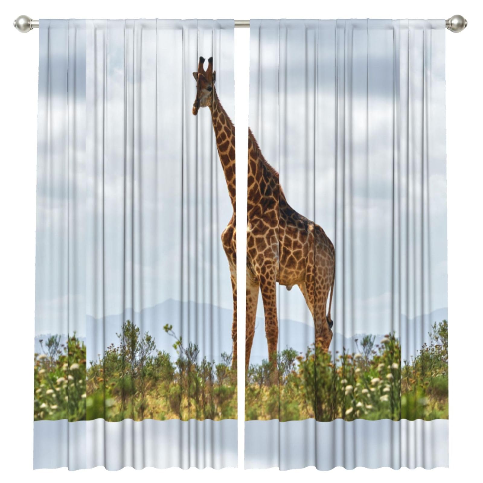 InOmak Giraffe, 2 Panels Window Curtains 52 x 84 Inch Blackout Curtains for Living Room Bedroom