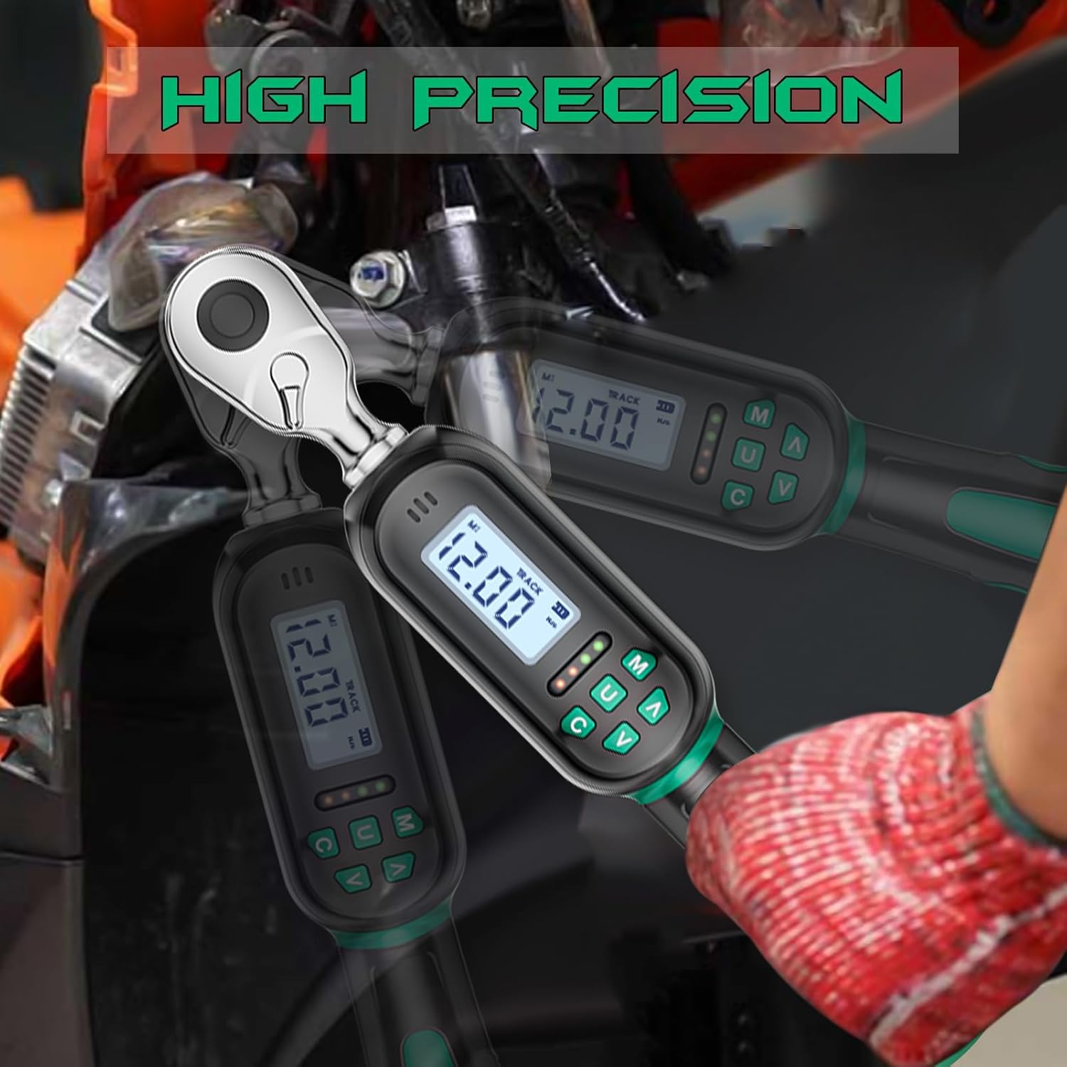 1/4 Inch Drive Digital TorqueWrench, 5.31-106.2 In.lb/0.6-12 N.m, Small Electronic Torque Wrench with Preset Value, Buzzer & LED Indicator, ±2% Accuracy Torque Wrench for Bike, Bicycle