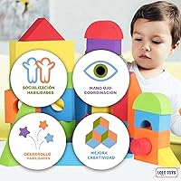 Vista 5 de Bloques de espuma de construcción grandes para niños pequeños – Bloques de construcción gigantes gigantes grandes (30 piezas)