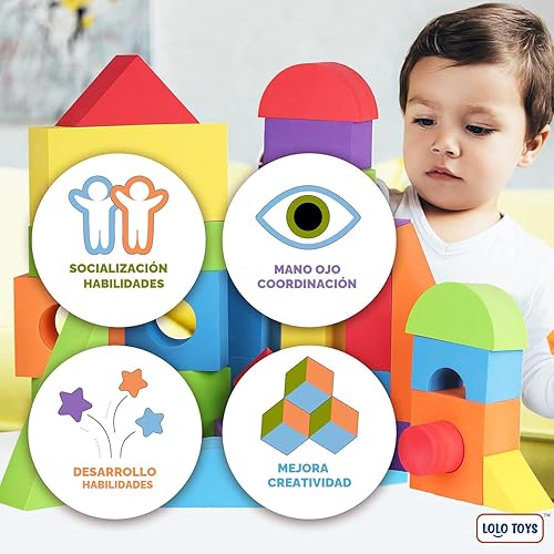 Miniatura 5 de Bloques de espuma de construcción grandes para niños pequeños – Bloques de construcción gigantes gigantes grandes (30 piezas)