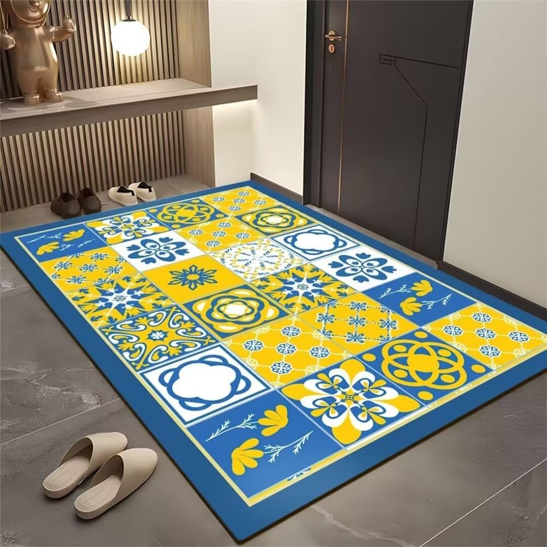 Tapis enfant garçon bleu 70x140cm doux et pliable pour un rangement facile