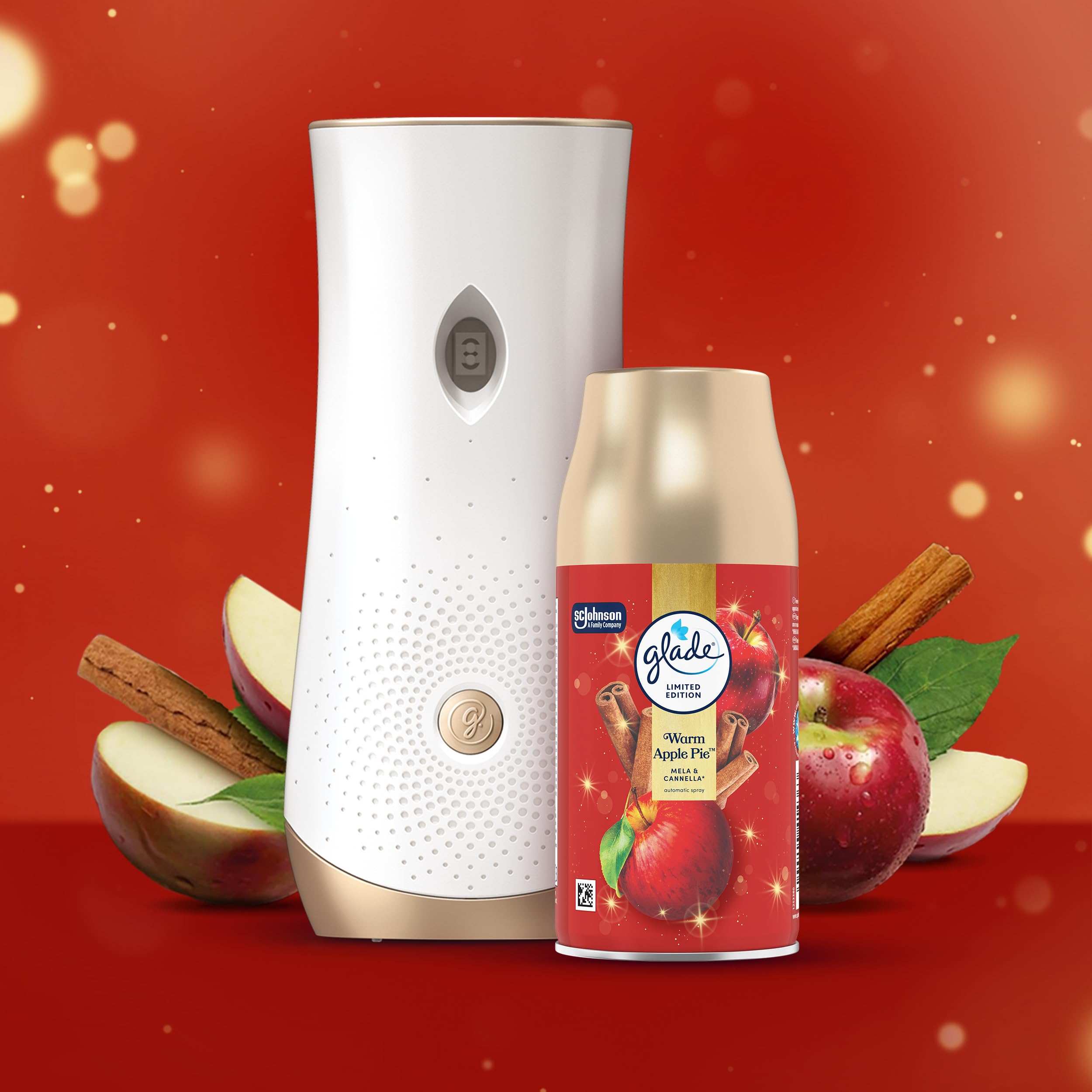 Glade Automatic Spray Ricarica, Profumatore per Ambienti, Edizione Limitata, fragranza Warm Apple Pie, Confezione da 4 ricariche