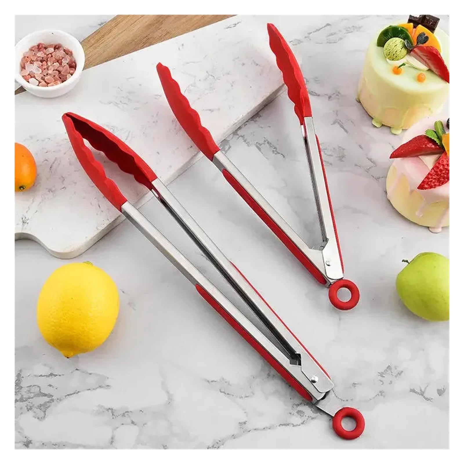 Pinze da cucina in silicone, Set di pinze for insalata pane in silicone in acciaio inossidabile multicolore 9-12 pollici(-Black 12inch)