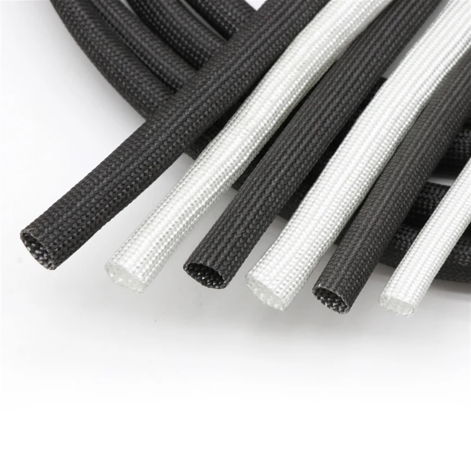 Cubre Cables Funda Trenzada de Fibra Vidrio 1/2/5/10 Metros, 1mm ~ 40mm, Alta Temperatura, 600 Grados C, Tubo químico, Funda for Cable for Computer Automotive(Black,Dia 40mm,10 Meters)