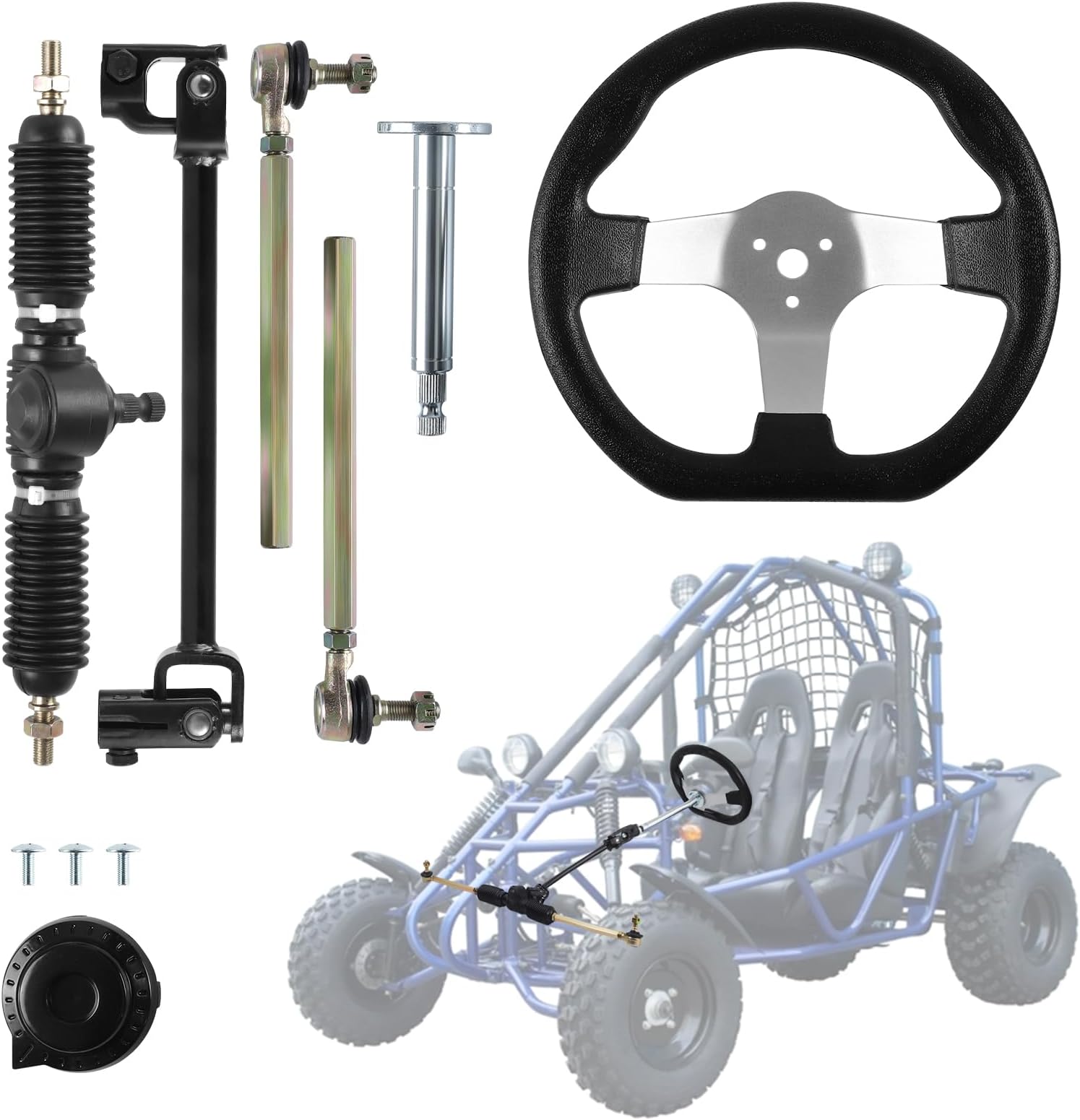 Amazon.com: Go Kart Steering kit 380mm Steering Shaft+340mm Rack and ...