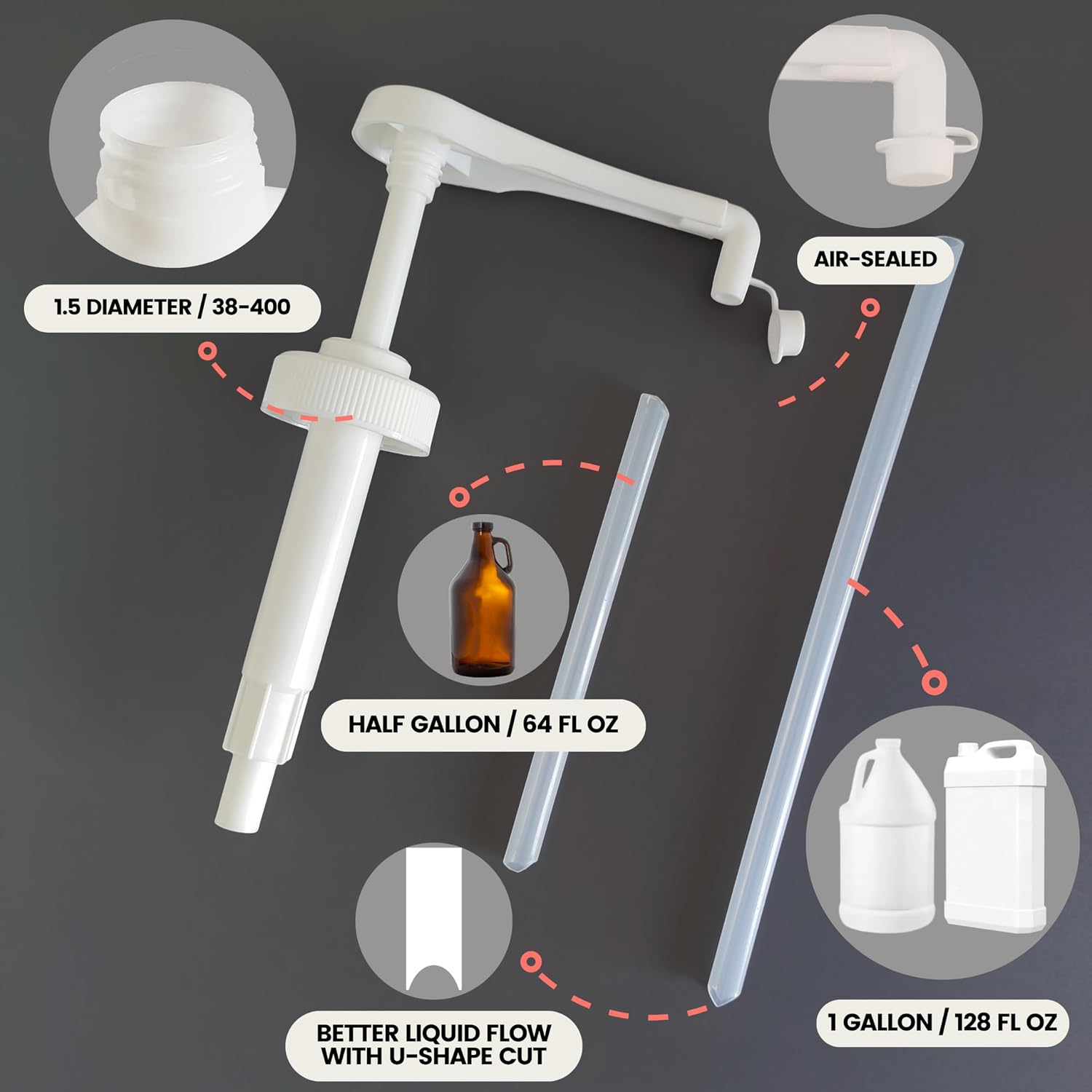 eBun Glass Mouthwash Dispenser & 2-Pack Heavy-Duty Pump Set image 3