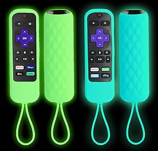 TOKERSE 2 Pack Case for Roku Express/Streaming Stick/Premiere - Silicone Remote Cover Compatible with TCL Roku Smart TV Remote Control Replacement Sleeve Skin Cover Case Glow in The Dark - Blue Green