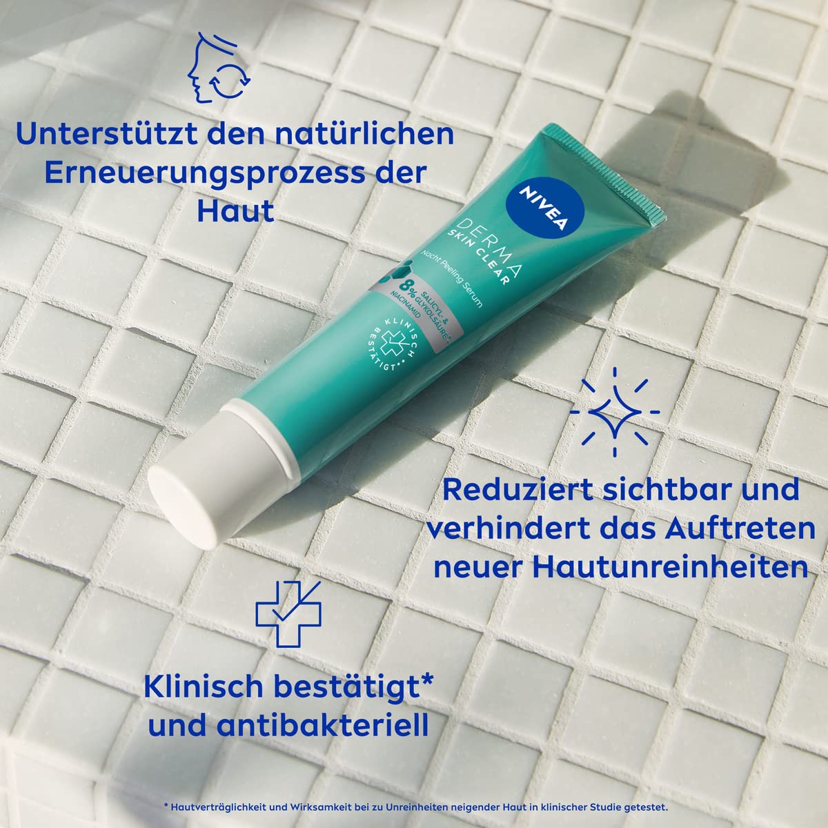 NIVEA Derma Skin Clear Night Peeling Serum (40 ml), serum przeciw pryszczom dla widocznej poprawy wyglądu skóry, oczyszczający i poprawiający wygląd skóry, peeling BHA i AHA z niacynamidem
