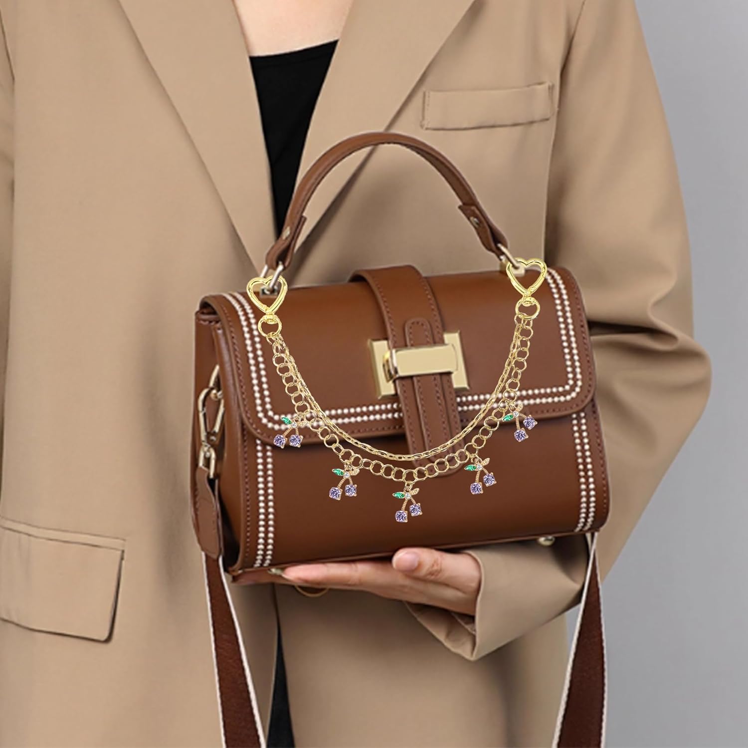 Cherry Charm for Purse Cute Keychains for Women Elegant Gift for Girls Keychain Accessory Chains for Jeans - Image 3