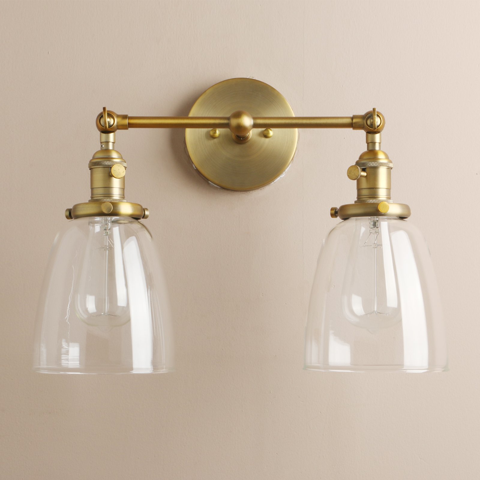 Pathson Réglable 2 Luminaires Applique Abat-jour en Verre Rétro Industrial Lampe Murale Plafonnier Rétro Eclairage(Ampoule Non Inclus) Antique