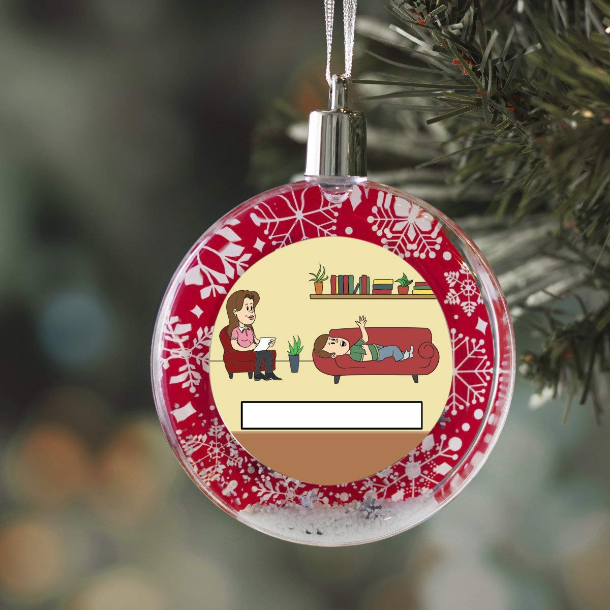 PrintedPerfection.com Personalized StoryLine Cartoon Caricature Snow Globe Christmas Ornament: Bike Rider - Female
