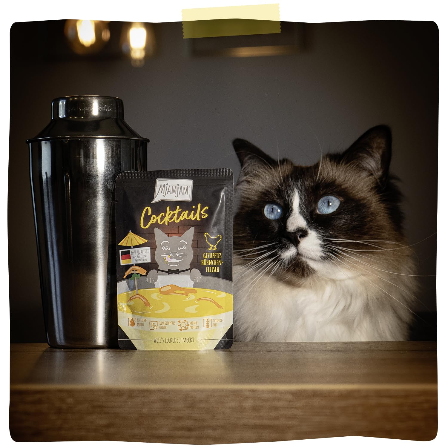MjAMjAM - Deliciosa Bebida para Gatos - Cocktails – Carne de Pollo desmigada, 1 Paquete (1x40g), sin Cereales