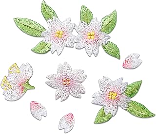 7Pcs Iron on Patches, Ancient Style Small Cherry Blossom DIY Decorative Embroidered Appliques Iron on/Sew on Patch Repair ...